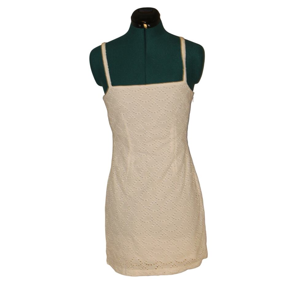 Urban Outfitters White Eyelet Mini Dress Cutout Back Cotton Sleeveless S
